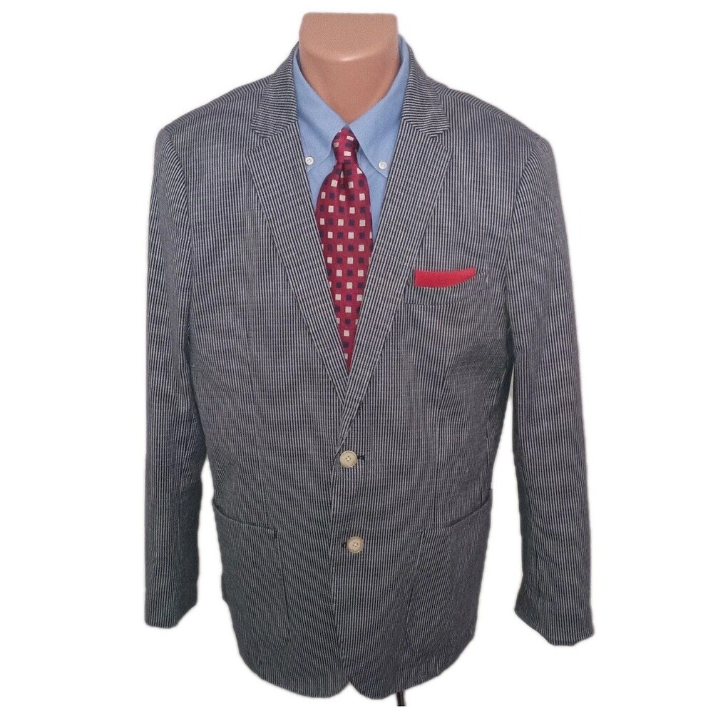 Scotch & Soda Sport Coat Mens 52S Blue Black White Check Unlined Unstructured
